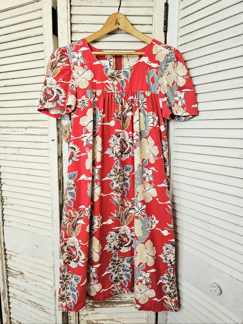 Vintage 100% Cotton Hawaiian Floral Print Lounge Dress Nap Dress Medium